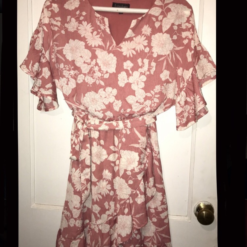Pink and off white dress